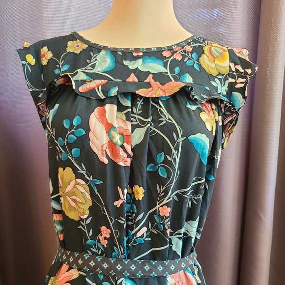 Ann Taylor Loft Vine Ruffle Shirt Dress Petite Sm - Picture 2 of 7